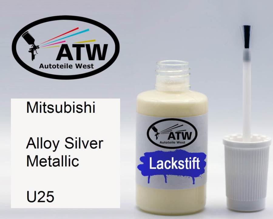 Mitsubishi, Alloy Silver Metallic, U25: 20ml Lackstift, von ATW Autoteile West.